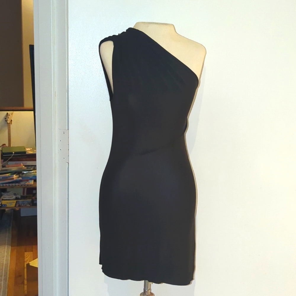 Helmut Lang Black Asymmetrical Mini Dress/Top XS/S